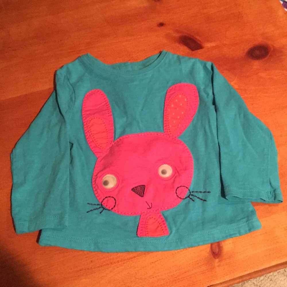 Baby Girl Long Sleeve Tee with Embroidered Bunny - Picture 1 of 5
